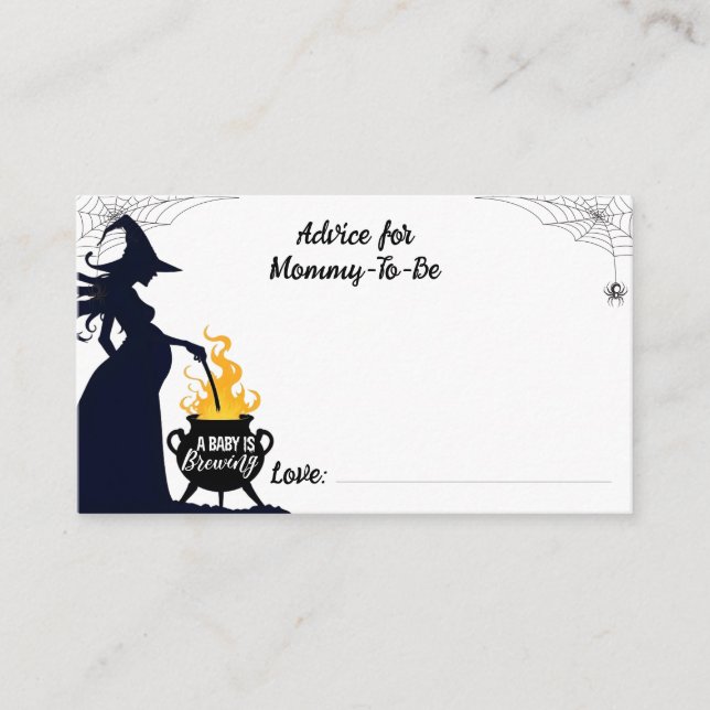 Advice for Mommy-to-be Halloween Witch Baby Shower Enclosure Card (Front)