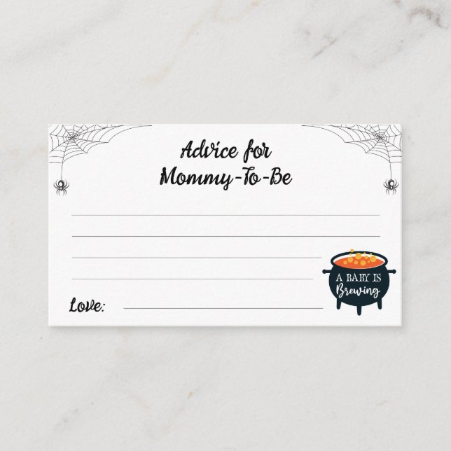 Advice for Mommy-to-be Halloween Witch Baby Shower Enclosure Card (Front)