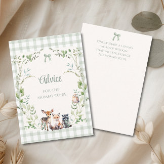 Advice For Mommy To Be Woodland Baby Shower Enclosure Card