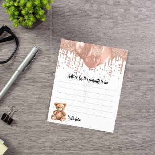 Advice for parents balloons teddy bear baby shower