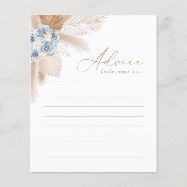 Advice for Parents Boho Pampas Grass Baby Shower (Front)