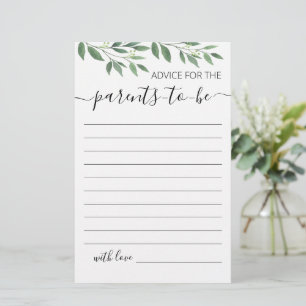 Advice for parents to be Baby Shower party game