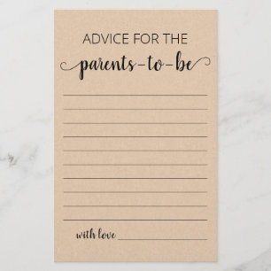 Advice for parents to be Baby Shower party game