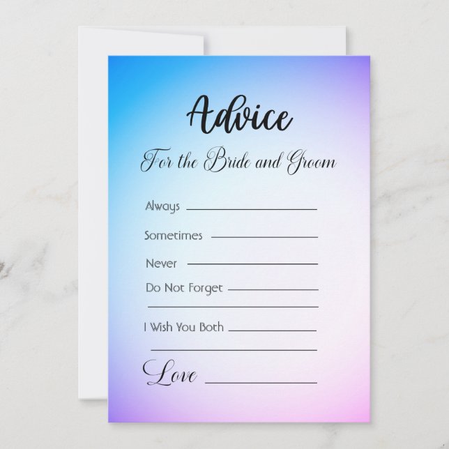 Advice For The Bride and Groom Blue Purple Ombre Invitation (Front)