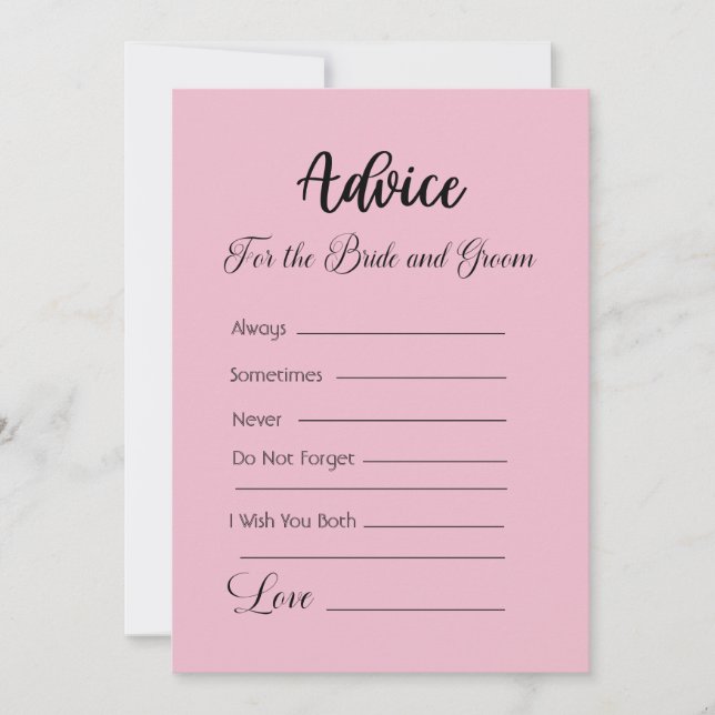 Advice For The Bride and Groom Cameo Pink Invitation (Front)