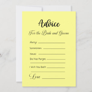 Advice For The Bride and Groom Canary Yellow Invitation