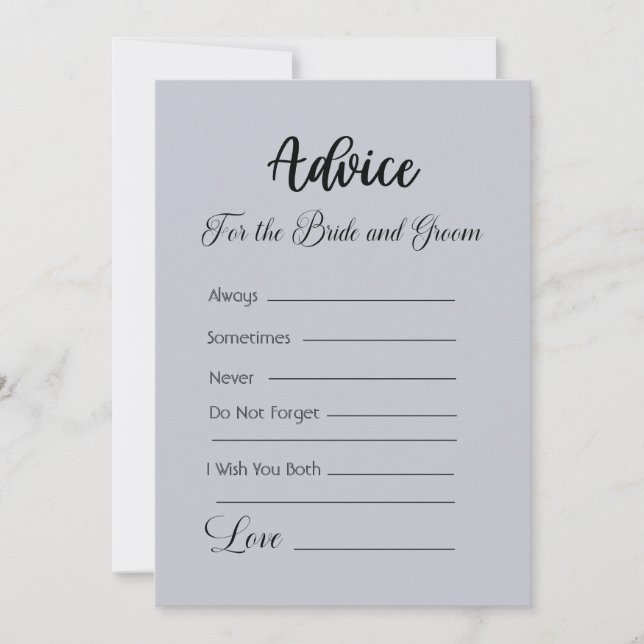 Advice For The Bride and Groom Cloud Grey Invitation (Front)