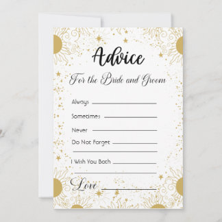 Advice For The Bride and Groom Gold Suns Stars Invitation