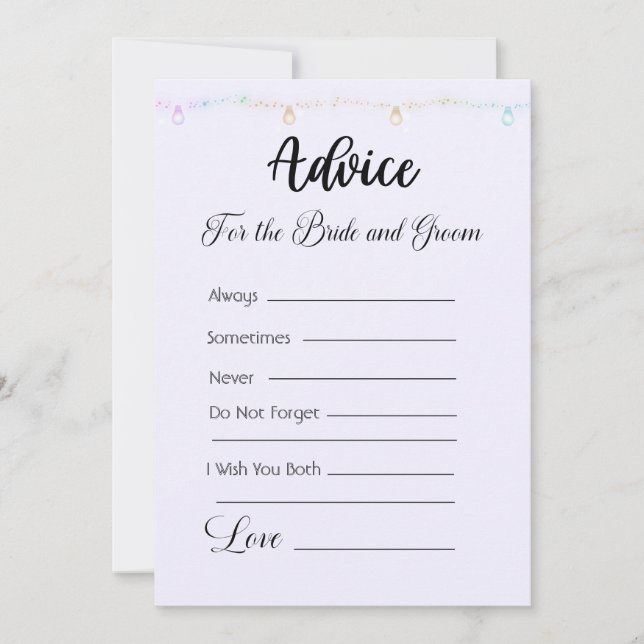 Advice For The Bride and Groom Hanging Lights Invitation (Front)