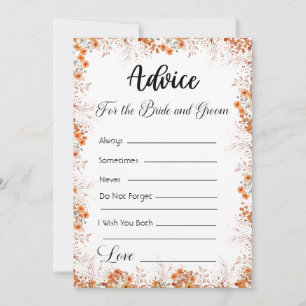 Advice For The Bride and Groom Orange Floral Invitation