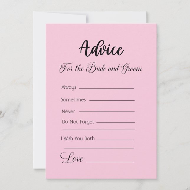 Advice For The Bride and Groom Pastel Pink Invitation (Front)