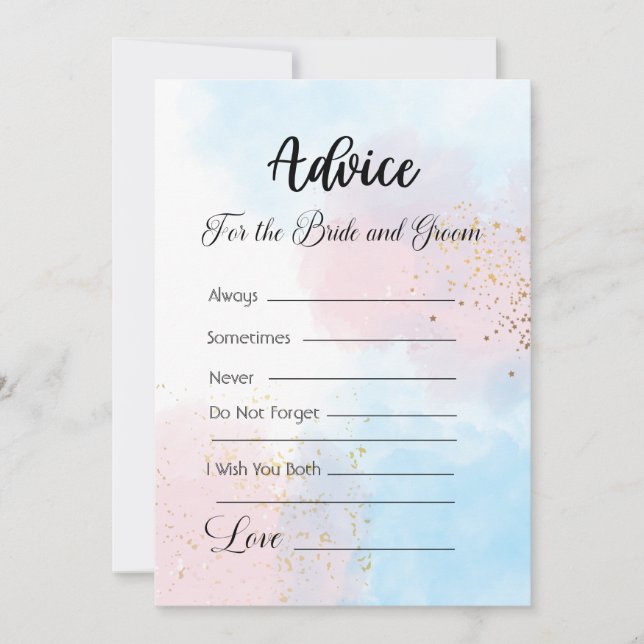 Advice For The Bride and Groom Pink and Blue Invitation (Front)