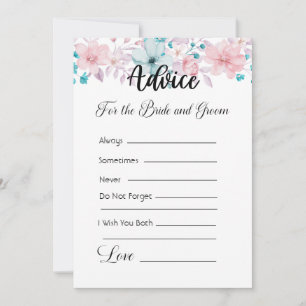 Advice For The Bride and Groom Pink & Blue Flowers Invitation