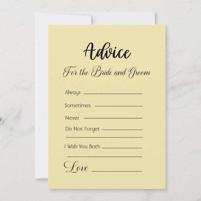 Advice For The Bride and Groom Vanilla Invitation (Front)