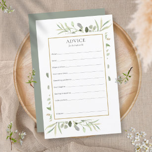 Advice For The Bride Greenery Bridal Shower Card