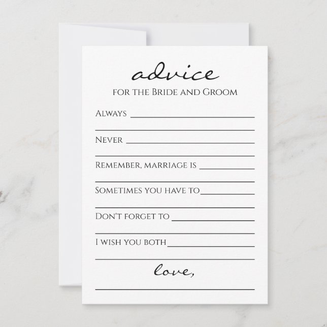 Advice for the Bride & Groom card (Front)