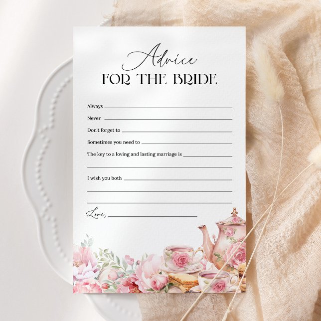 Advice For The Bride Pink Floral Tea Bridal Shower (Creator Uploaded)
