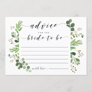 Advice for the bride to be card bridal shower