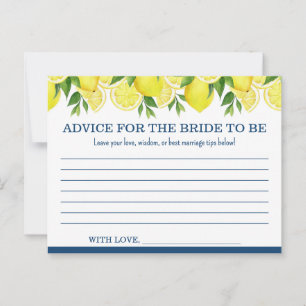Advice for the Bride-to-Be Card Lemon Shower