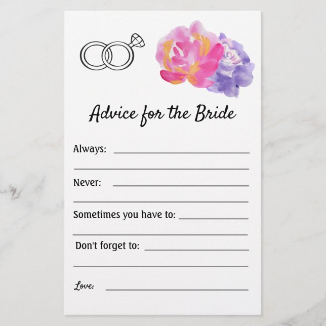 Advice for the Bride - Violet Flowers Flyer (Front)