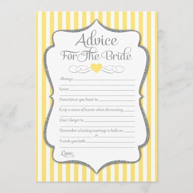 Advice For The Bride Yellow Grey Bridal Shower (Front)
