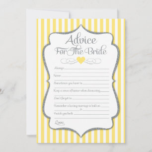 Advice For The Bride Yellow Grey Bridal Shower Card