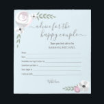 Advice for the happy couple flower bridal shower notepad<br><div class="desc">Have a note pad for guests to fill out at your bridal shower to capture their best advice is such a great idea. Personalized these with the bride and groom's names. Present it to them at the end of the party for cherished wisdom they can hold on to as they...</div>