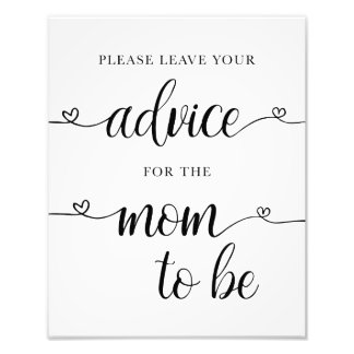 Advice for the Mom to Be Baby Shower Sign Card