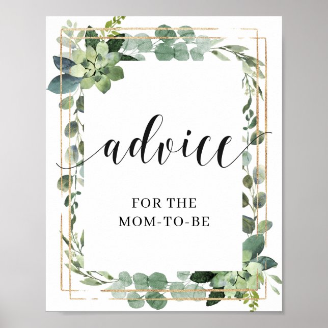 Advice for the mom-to-be sign game succulent (Front)