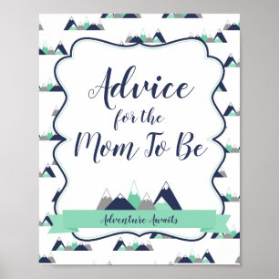 Advice for the Mom To Be Sign Mountains themed