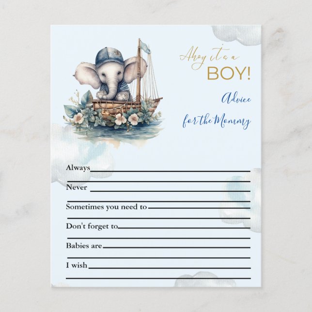 Advice for the Mommy Baby Shower Game (Front)