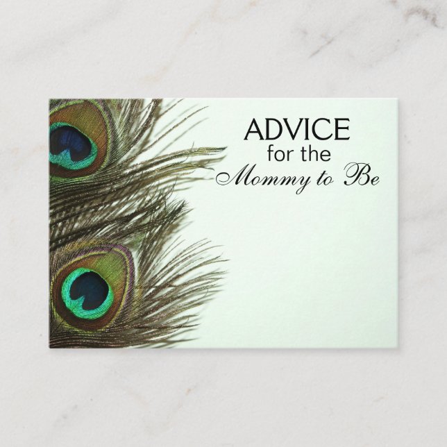 Advice for the Mommy to Be Peacock Feather Cards (Front)