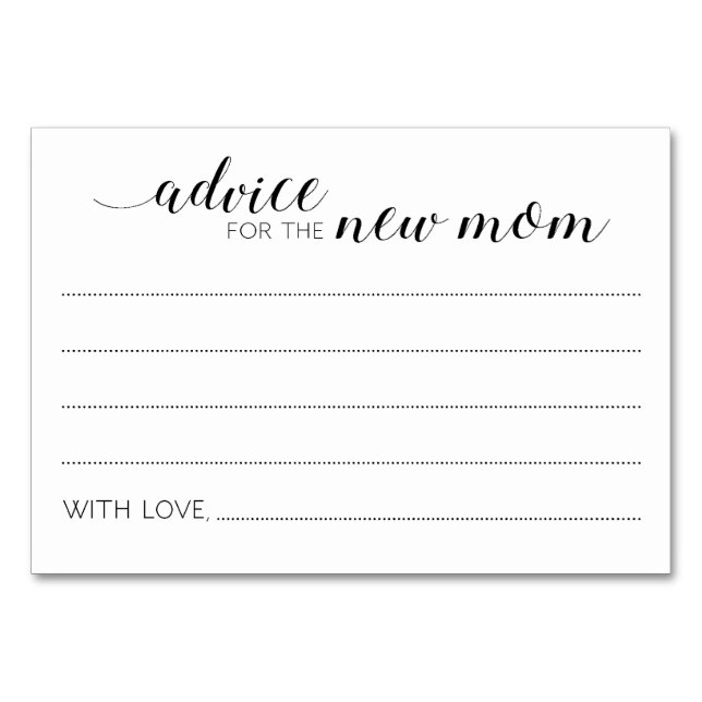 Advice for the New Mom Guest Book Cards (Front)