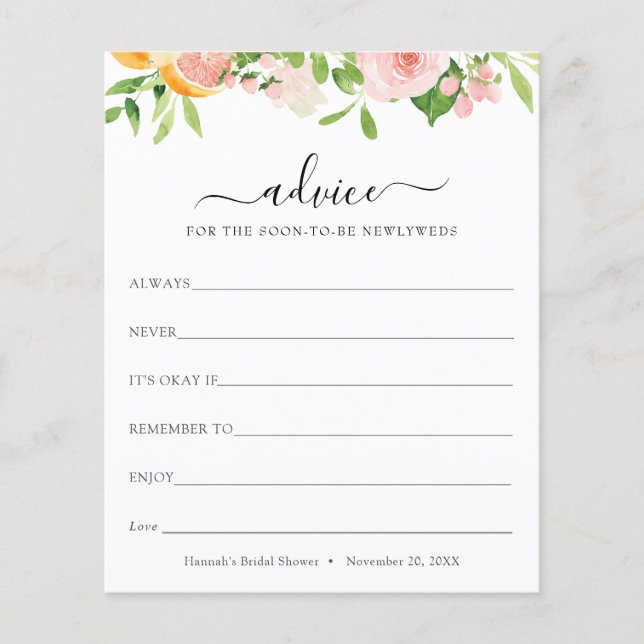 Advice for the Newlyweds (Front)