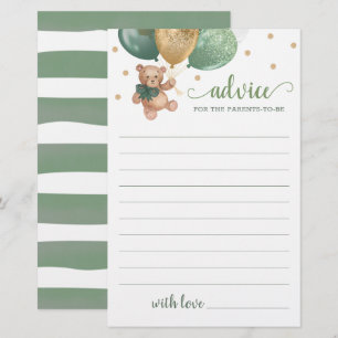 Advice For The Parents Baby Shower Teddy Bear