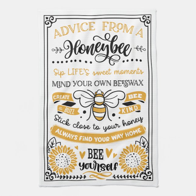Advice from a Honeybee Kitchen Towel (Vertical)