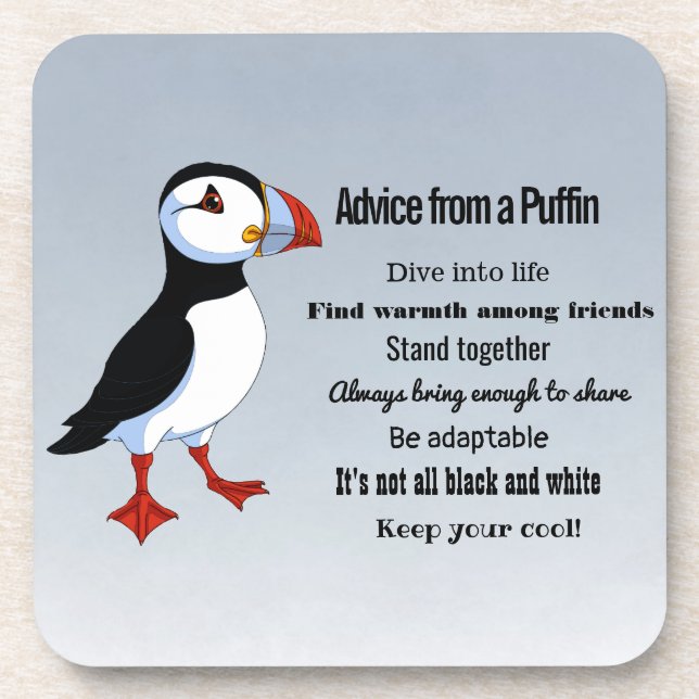 Advice from A Puffin Design Coaster (Front)