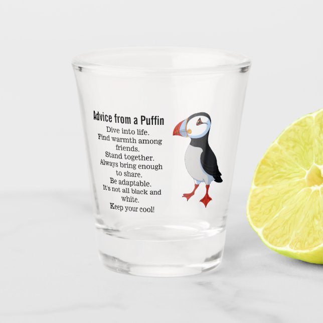 Advice from a Puffin Design Shot Glass (Front)