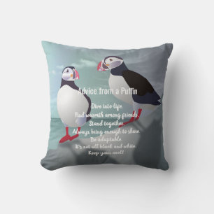 Advice from a Puffin Design Throw Pillow