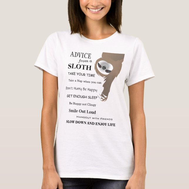 Advice from a Sloth Hanging Upside Down T-Shirt (Front)