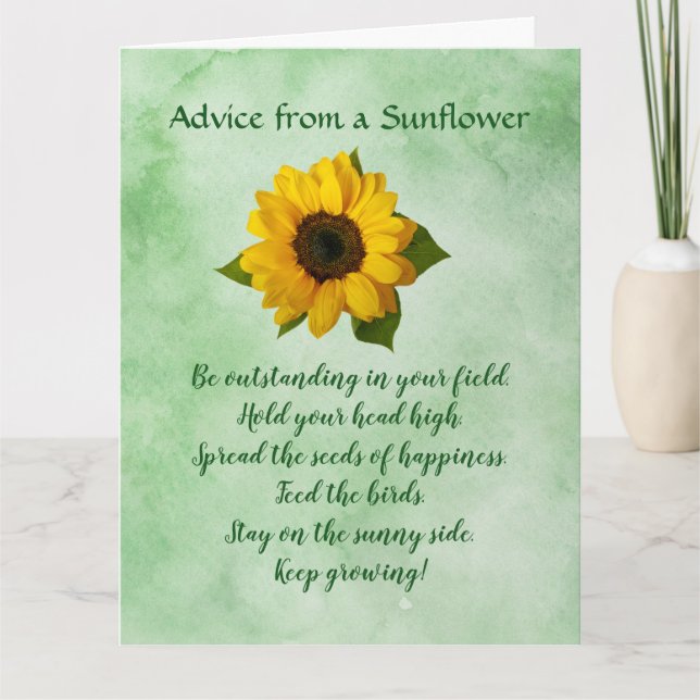 Advice from a Sunflower Design Greeting Card (Front)
