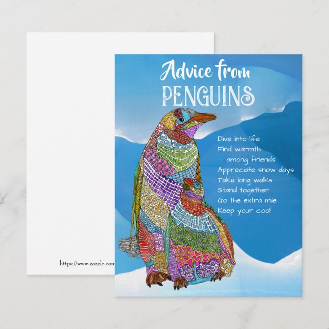 Advice from Penguins Flat Greeting Card (Front/Back)