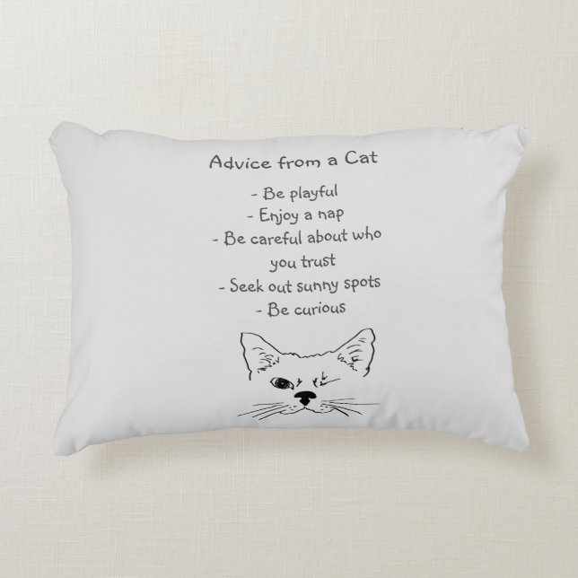 Advice from Winking Cat Fun Animal Humour Accent Pillow (Front)