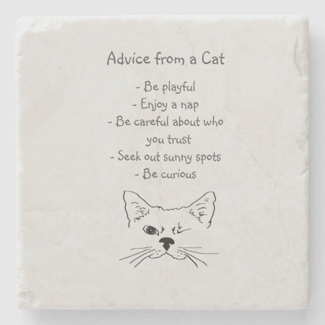 Advice from Winking Cat Fun Animal Humour Stone Coaster (Front)