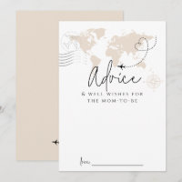 Advice mom World Map travel Baby Shower Game card