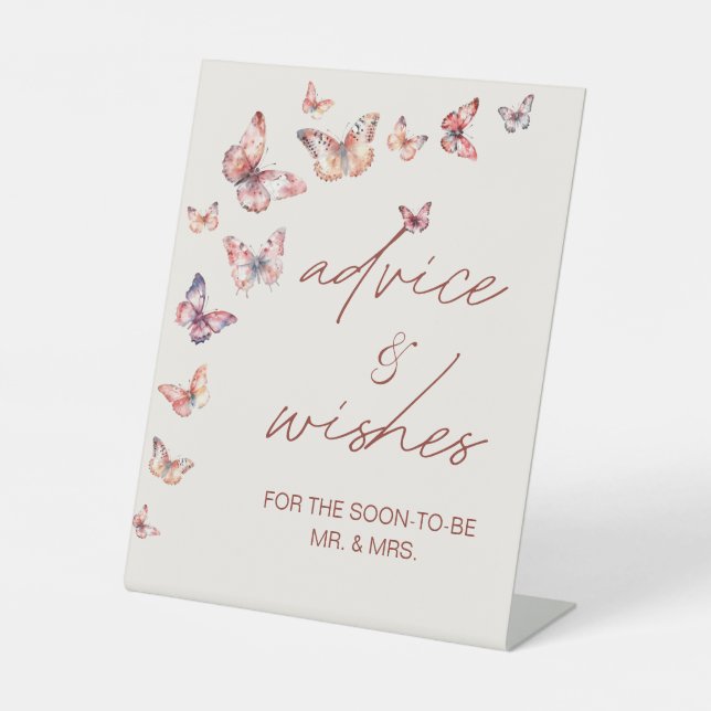 Advice & Wishes Bridal Shower Boho Butterfly Sign (Front)