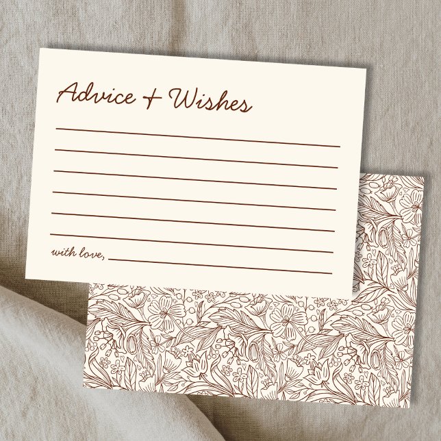 Advice & Wishes Brown Handwritten Bridal Shower Card (Advice & Wishes Brown Handwritten Bridal Shower Note Card)