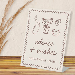 Advice & Wishes Espresso Martini Baby Shower Pedestal Sign