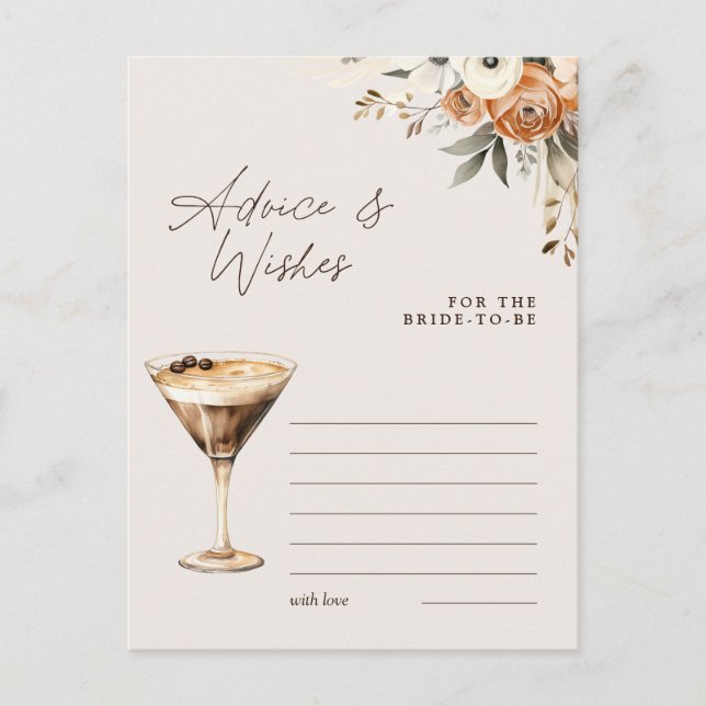 Advice & Wishes Espresso Martini Shower Game Postcard (Front)