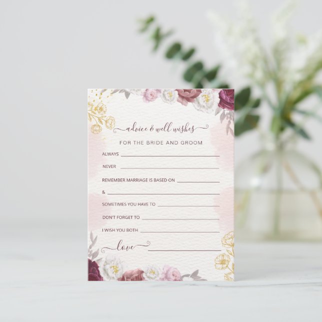 Advice & Wishes for Bride and Groom Bridal Shower Postcard (Standing Front)